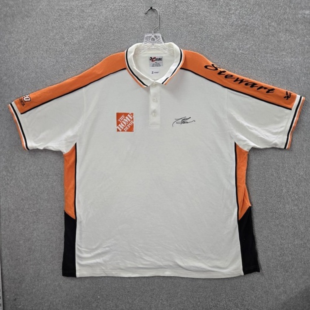 Chase Authentics Men Polo 2XL White Orange Black Colorblock Tony Stewart Logo